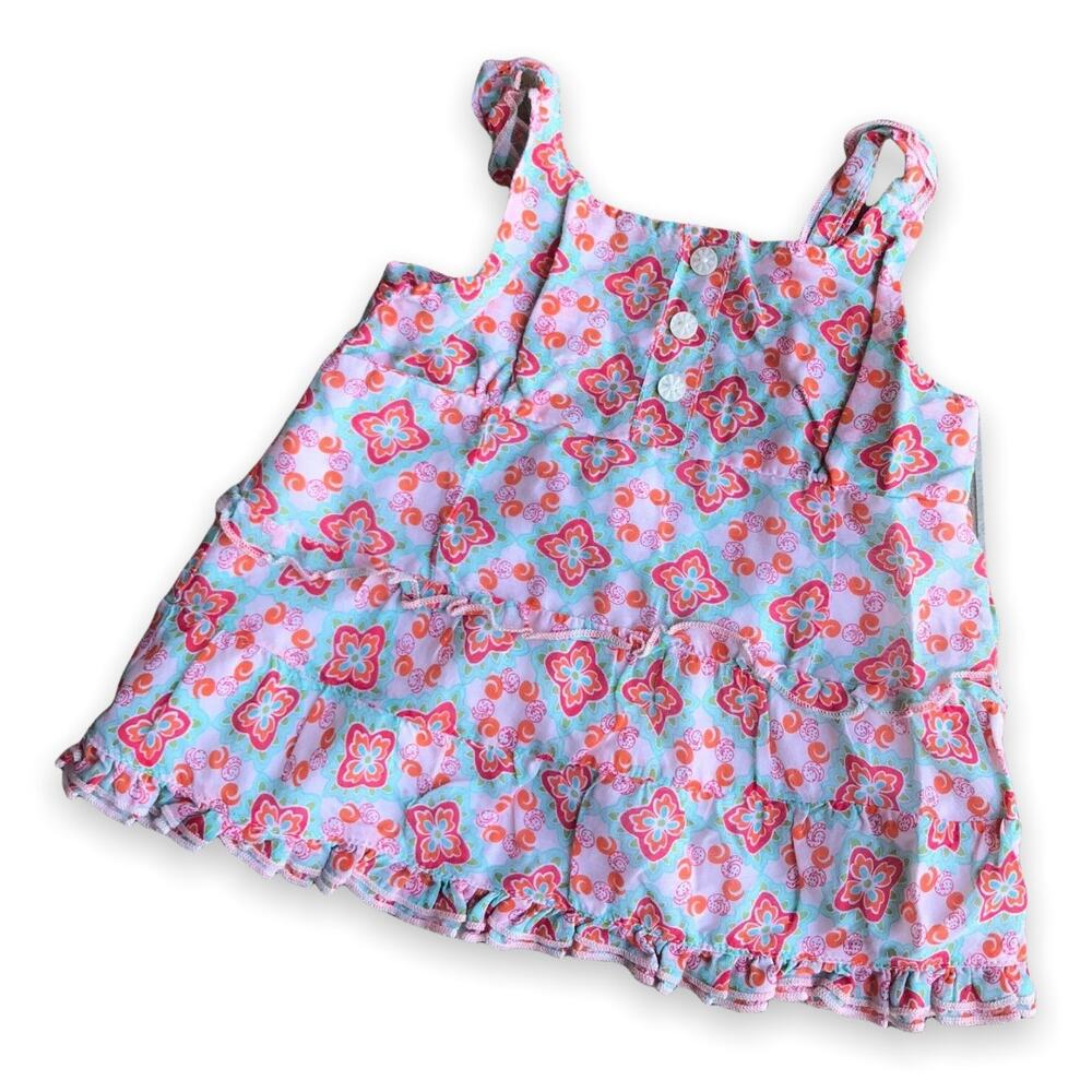 Icky Baby Girls Tank Top Size 12 Months Mint Orange Pink Swing Ruffle Silk Blend